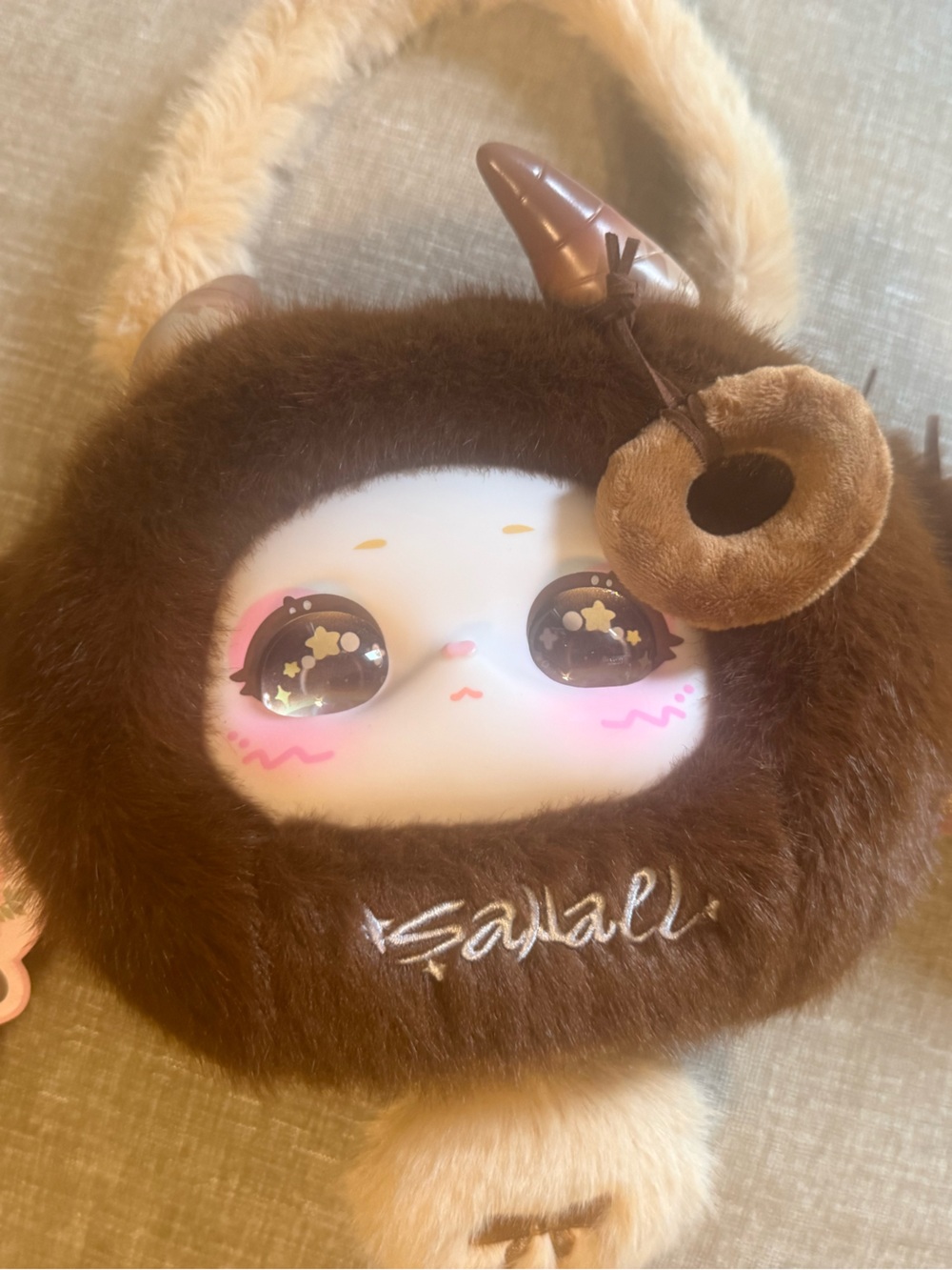 Rare SAMUEL Plush Brown ZIP PURSE  Bag donut